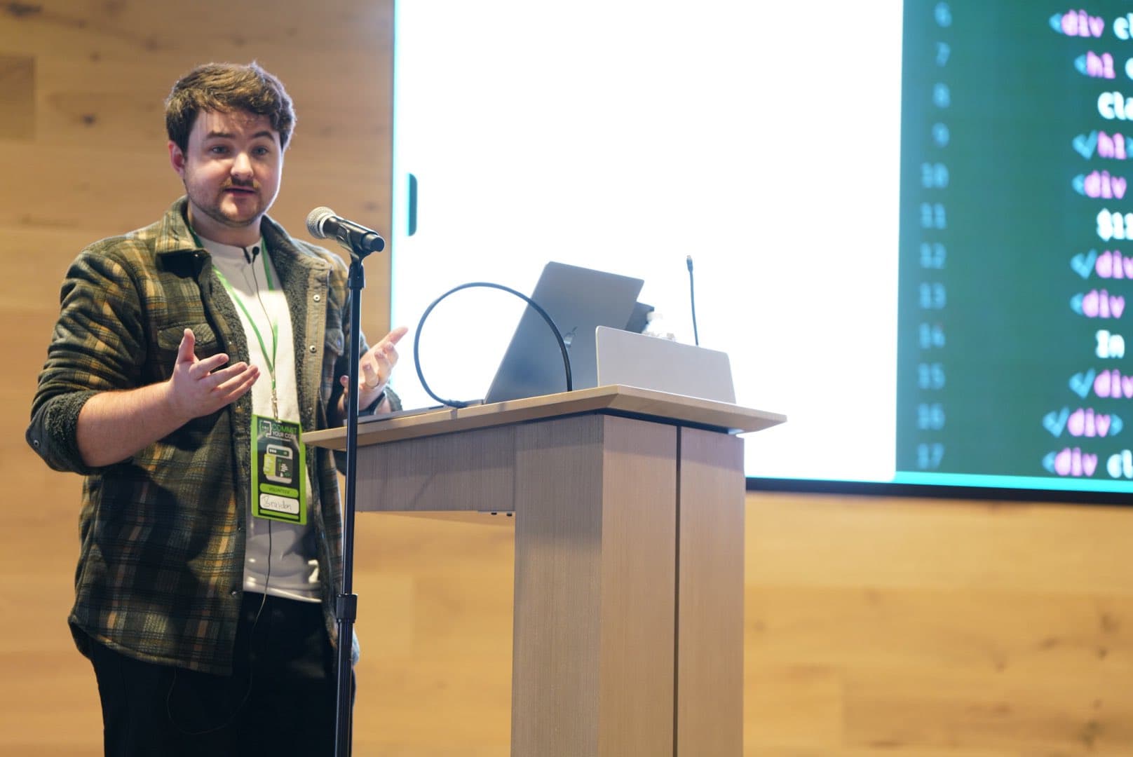 Braydon at Commit Your Code conference.